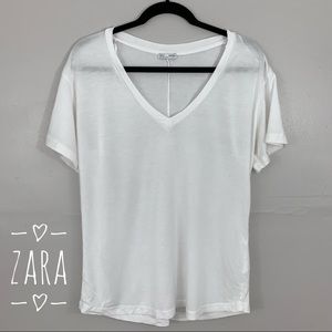 Zara basic collection white V neck Tee